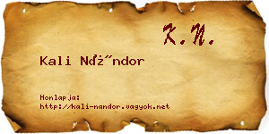Kali Nándor névjegykártya