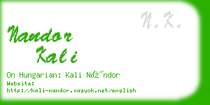 nandor kali business card